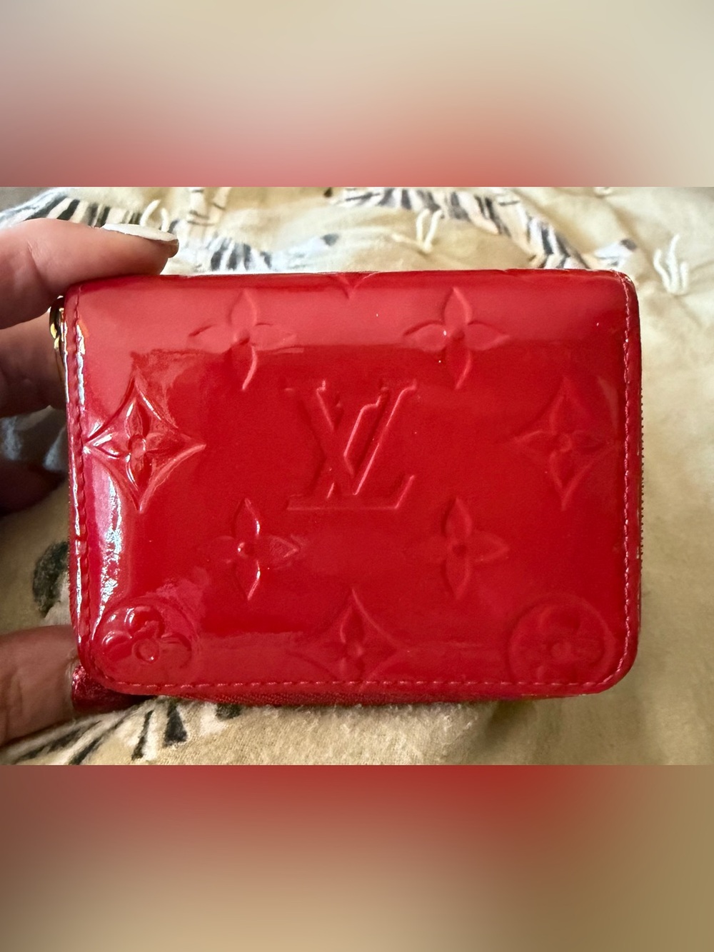 Louis Vuitton Vernis Patent Leather Compact Wallet in Bright Red.
